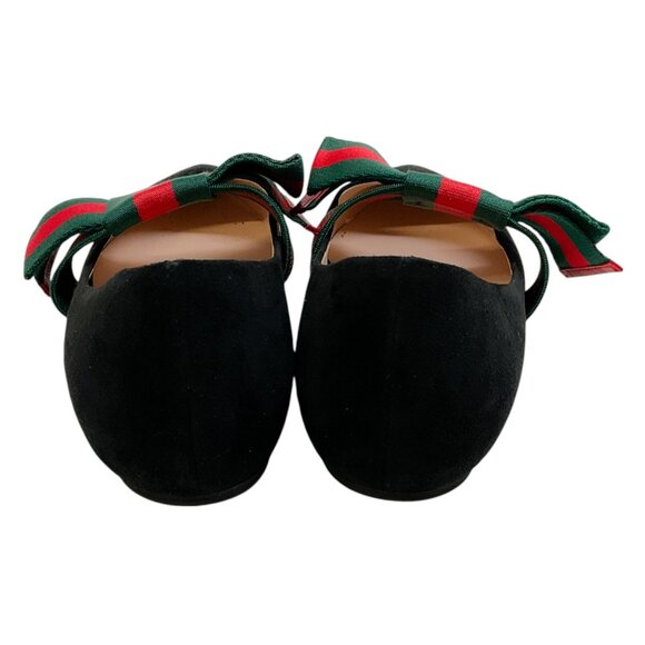 Gucci Black Suede Bow Accented Sylvie Ballet Flats - Picture 5 of 6